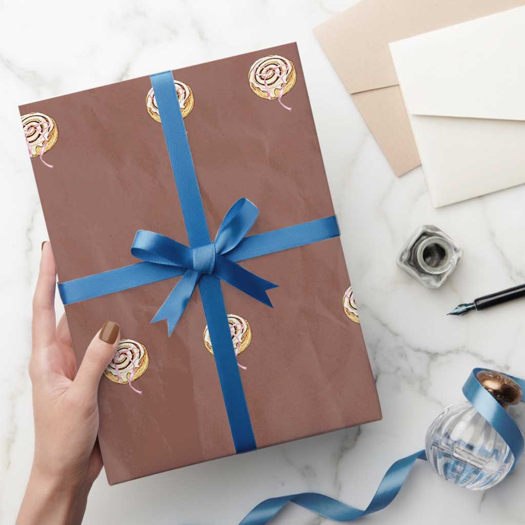 Funny Cinnamon Roll Wrapping Paper Roll Double Bakery Meme TS14 Mocha Print Your Wear