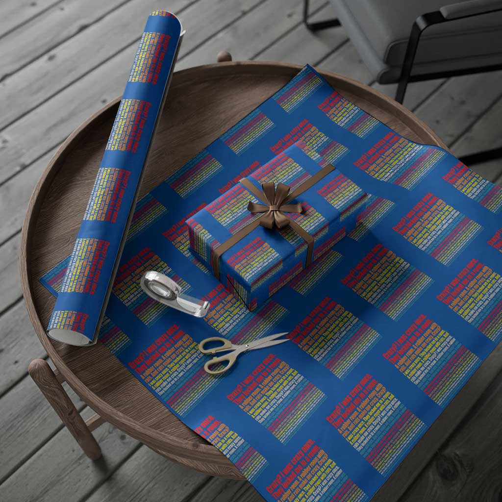 Funny Crazy I Was Crazy Once Meme Wrapping Paper Roll TS11 Blue Print Your Wear
