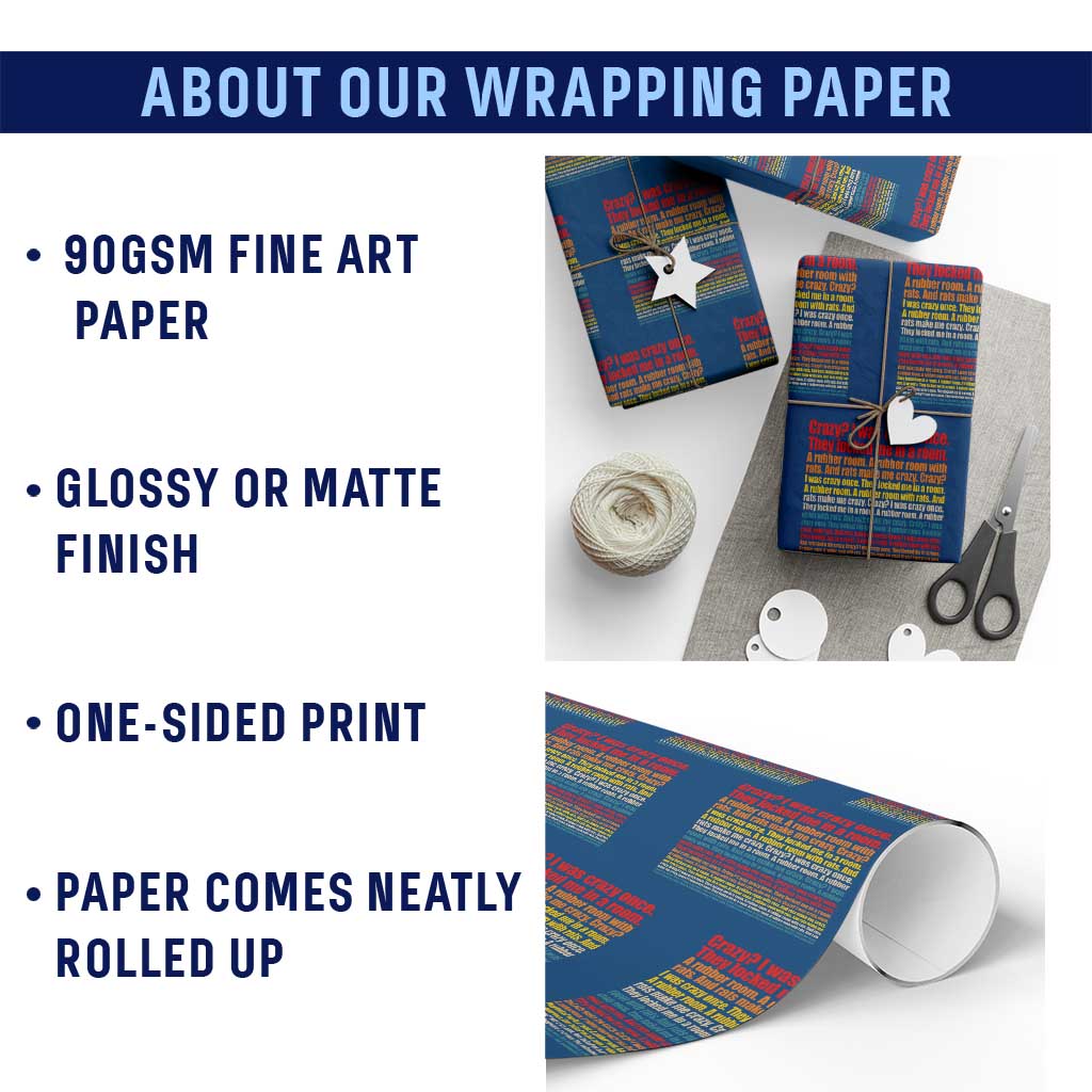Funny Crazy I Was Crazy Once Meme Wrapping Paper Roll TS11 Print Your Wear