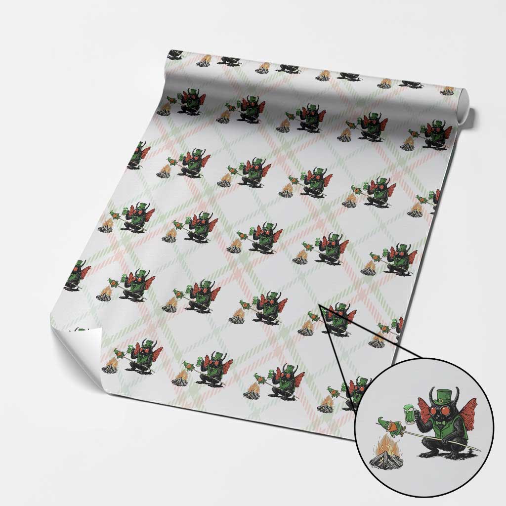 Funny Cryptid Mothman Wrapping Paper Roll St Patricks Day Gift TS12 Christmas Plaid Print Your Wear