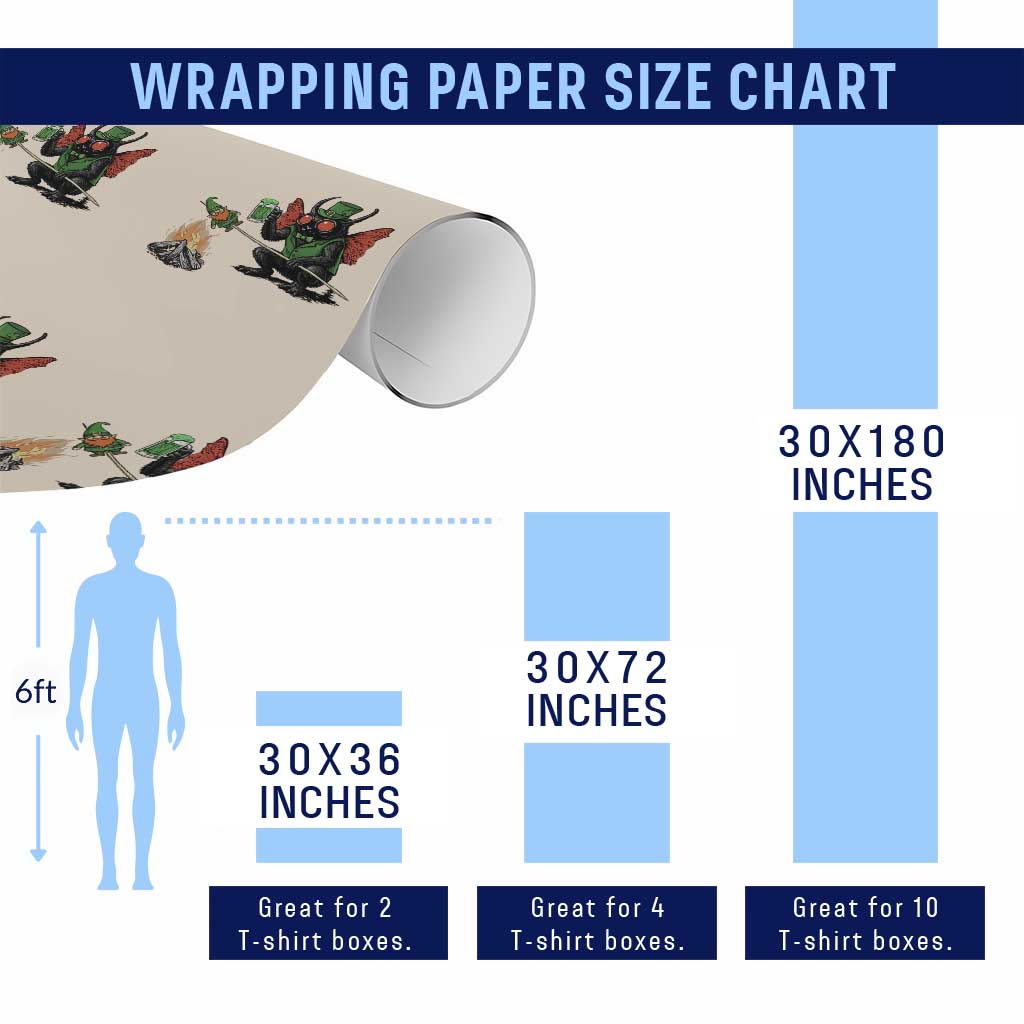 Funny Cryptid Mothman Wrapping Paper Roll St Patricks Day Gift TS12 Print Your Wear