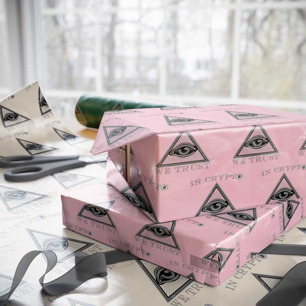 Funny Crypto Wrapping Paper Roll In Crypto We Trust Bitcoin Cryptocurrency TS02 Light Pink Print Your Wear