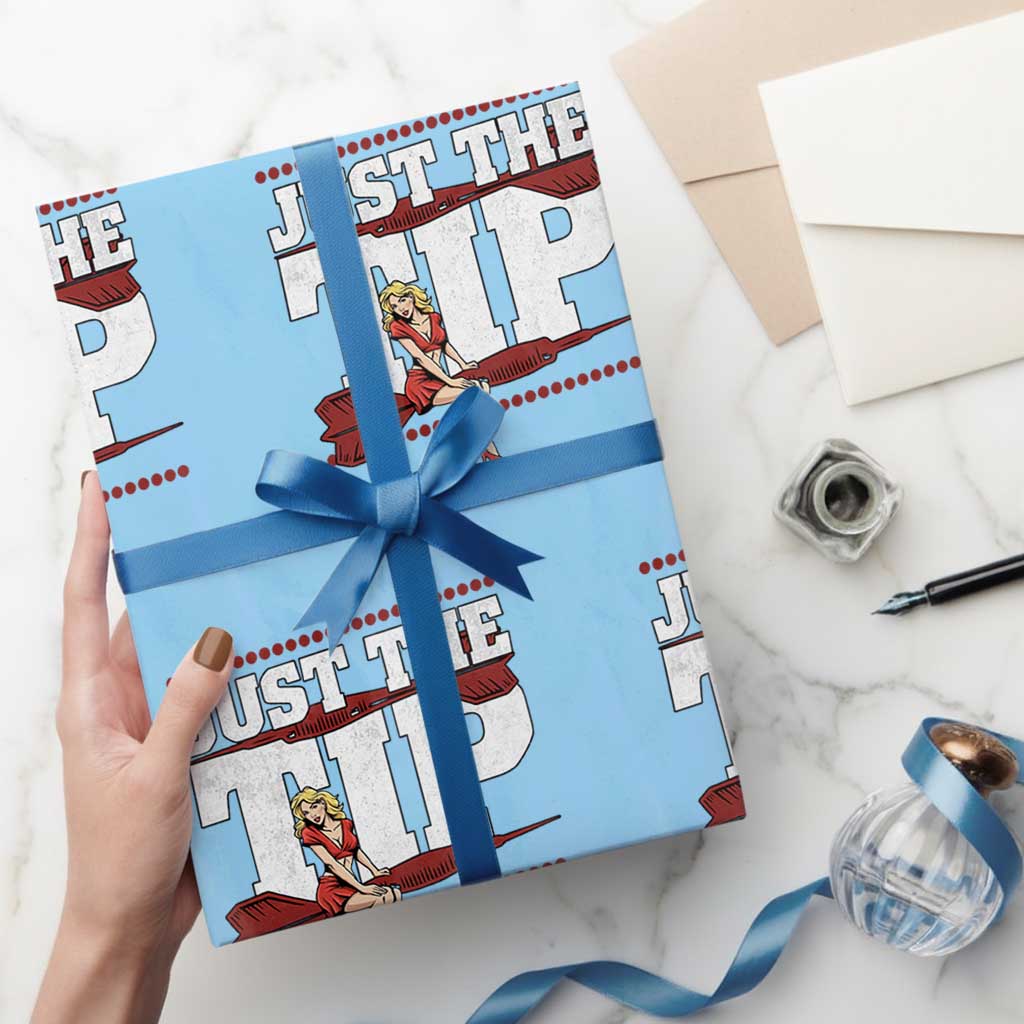 Funny Darts Player Gift Wrapping Paper Roll Just The Tip TS12 Light Blue Print Your Wear