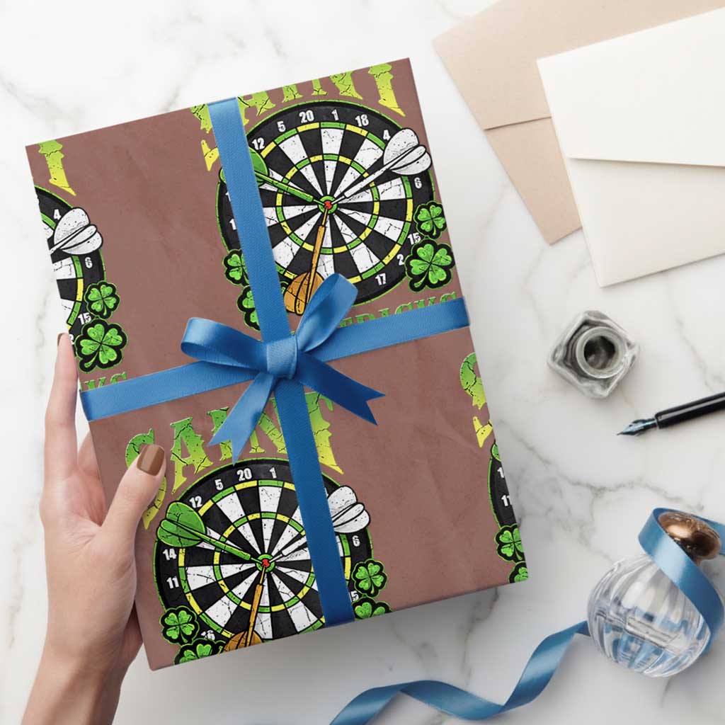 Funny Darts St Patricks Day Gift Wrapping Paper Roll Saint Hat Tricks TS12 Mocha Print Your Wear