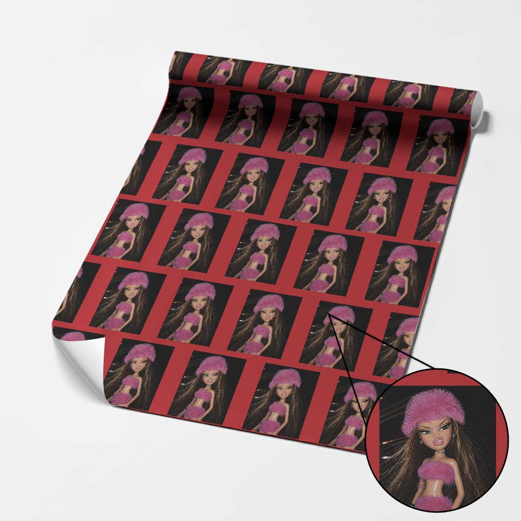Funny Disgusting Doll Face Meme Wrapping Paper Roll Expression Hilarious Sarcastic TS10 Red Print Your Wear