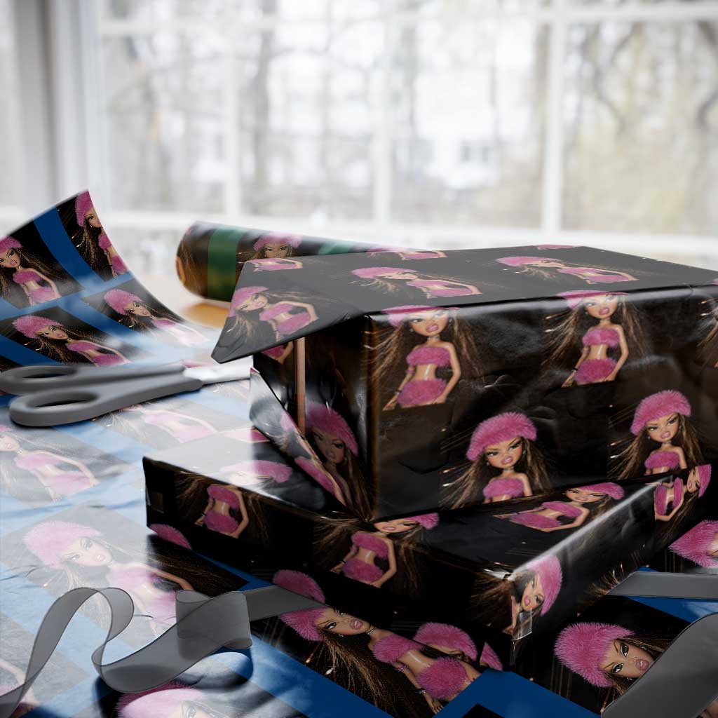 Funny Disgusting Doll Face Meme Wrapping Paper Roll Expression Hilarious Sarcastic TS10 Black Print Your Wear