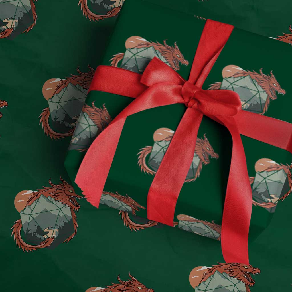 Funny Dragon Tabletop RPG Dice Game Wrapping Paper Roll TS11 Green Print Your Wear