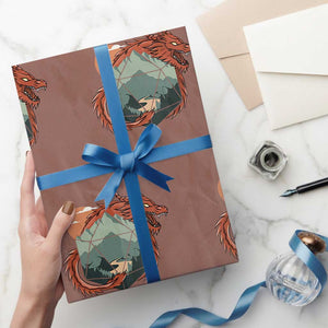 Funny Dragon Tabletop RPG Dice Game Wrapping Paper Roll TS11 Mocha Print Your Wear