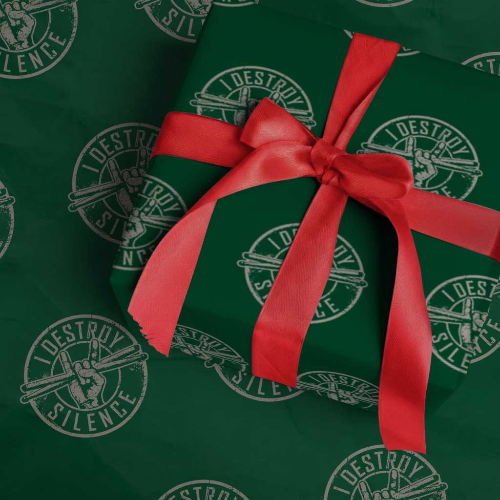 Funny Drummer Wrapping Paper Roll Musician Gift Percussion Lover TS10 Green Print Your Wear
