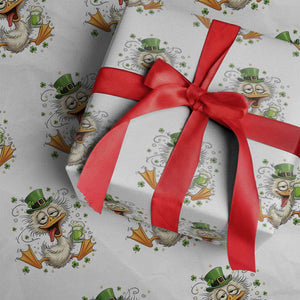 Funny Drunk Irish Duck Wrapping Paper Roll St Patricks Day Gift TS12 White Print Your Wear