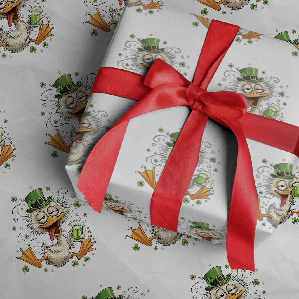 Funny Drunk Irish Duck Wrapping Paper Roll St Patricks Day Gift TS12 White Print Your Wear
