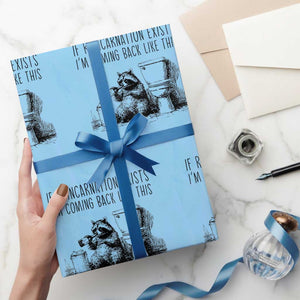 Funny Drunk Raccoon Wrapping Paper Roll Trashed Panda Meme TS14 Light Blue Print Your Wear