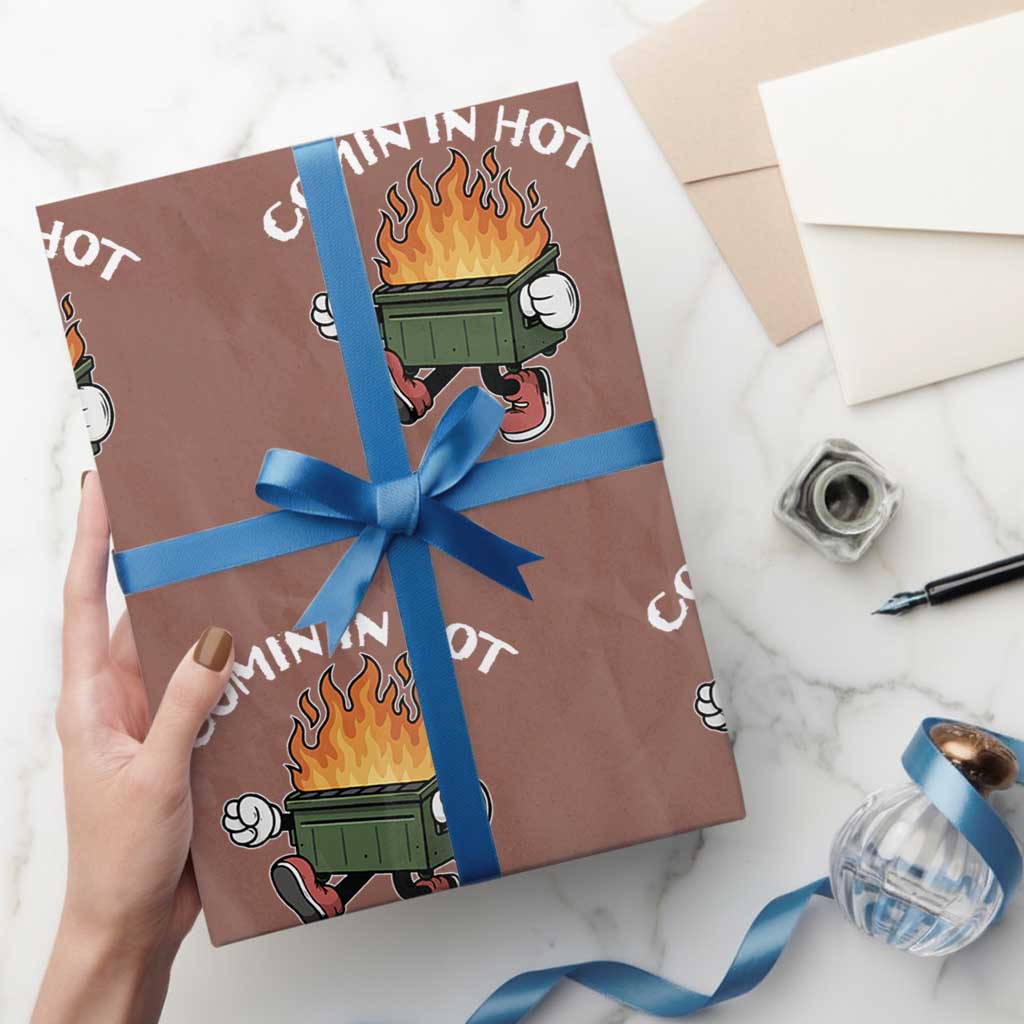Funny Dumpster Fire Comin In Hot Wrapping Paper Roll TS11 Mocha Print Your Wear