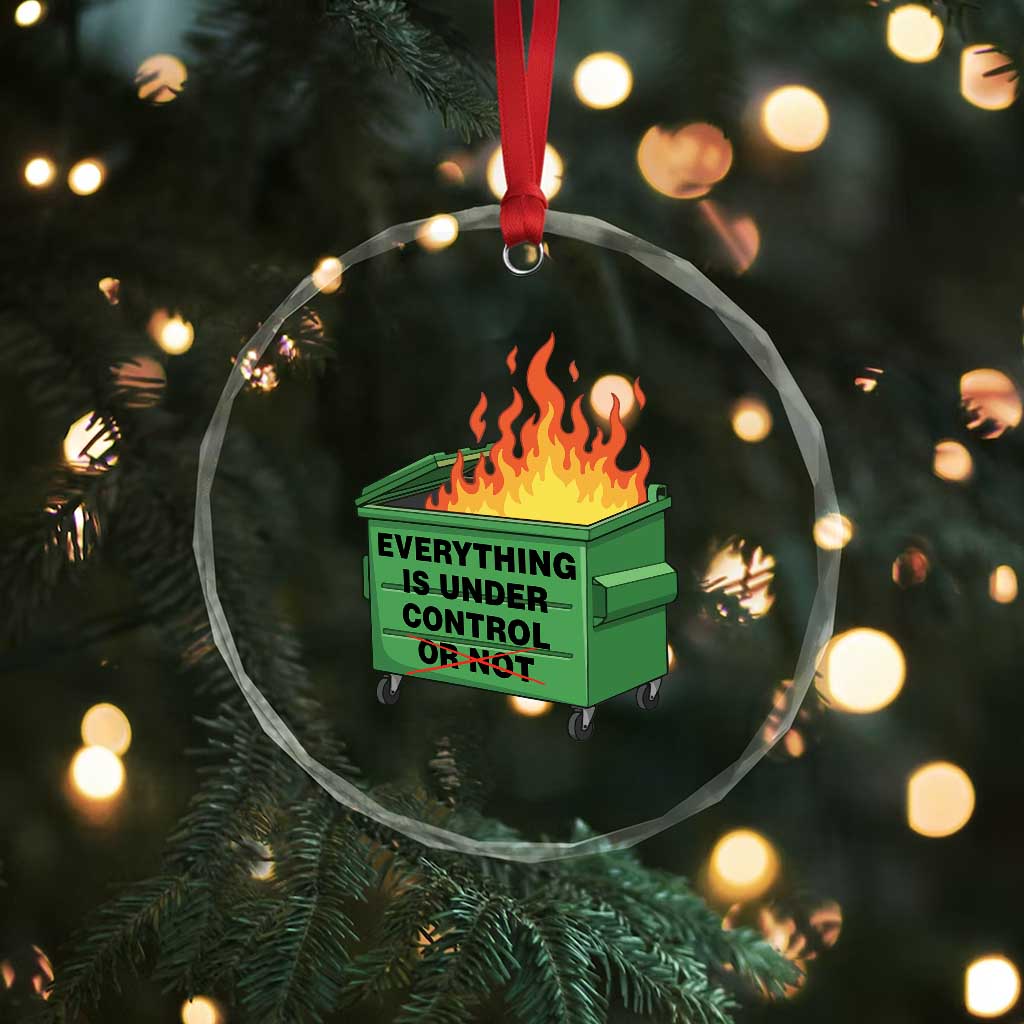 Funny Dumpster Fire Crystal Glass Ornament Everything Is Under Control Or Not TS11 Print Your Wear