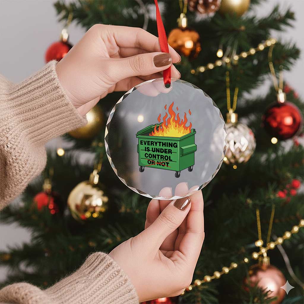 Funny Dumpster Fire Crystal Glass Ornament Everything Is Under Control Or Not TS11 Print Your Wear