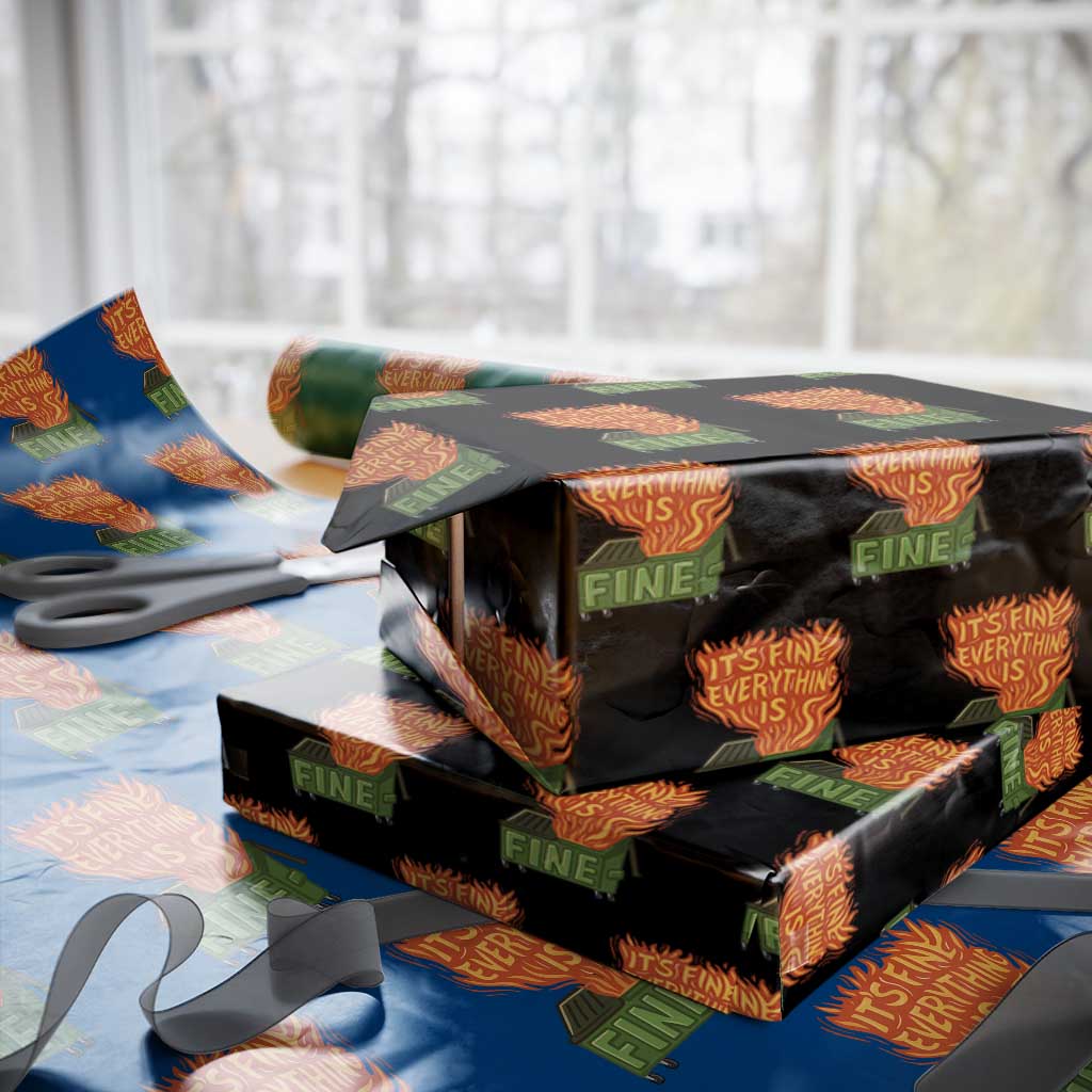 Funny Dumpster Fire Wrapping Paper Roll Its Fine Everything Is Fine Chaos TS11 Black Print Your Wear