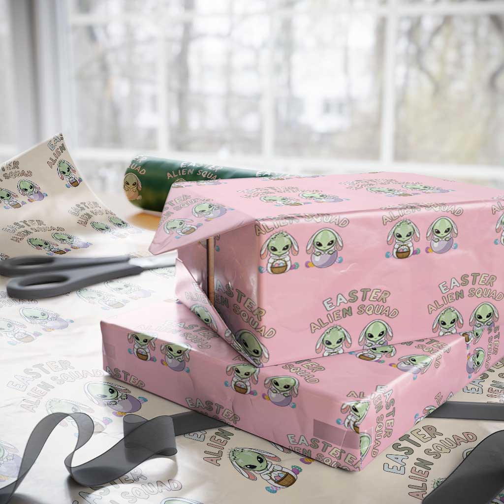 Funny Easter Alien Squad Bunny Ears Gift Wrapping Paper Roll TS12 Light Pink Print Your Wear