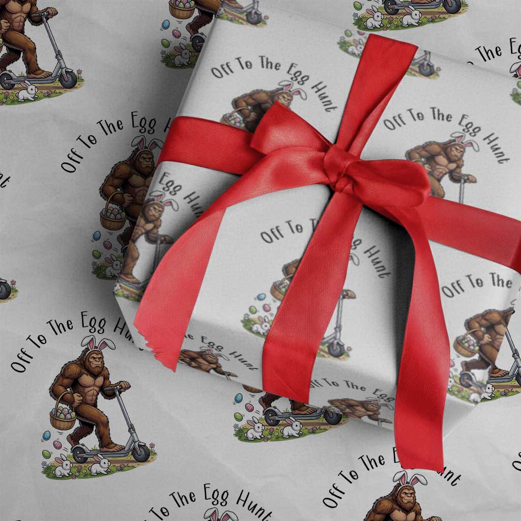 Funny Easter Bigfoot Wrapping Paper Roll Off To The Egg Hunt TS12 White Print Your Wear