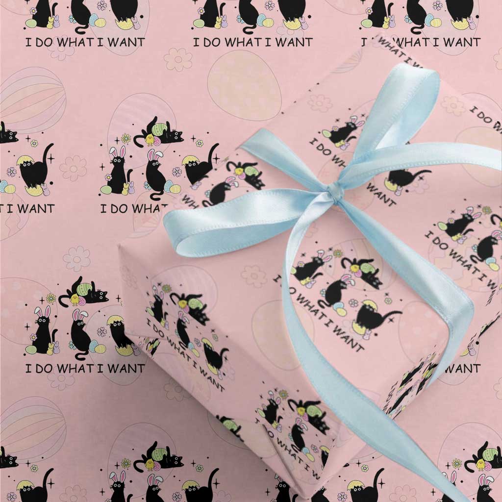 Funny Easter Black Cat Wrapping Paper Roll I Do What I Want TS14 Light Pink Print Your Wear