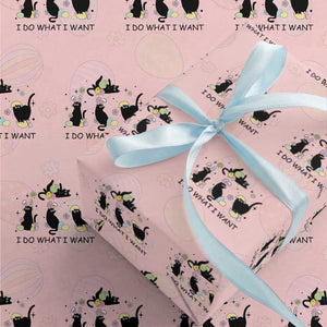 Funny Easter Black Cat Wrapping Paper Roll I Do What I Want TS14 Light Pink Print Your Wear