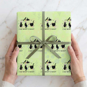 Funny Easter Black Cat Wrapping Paper Roll I Do What I Want TS14 Lime Print Your Wear