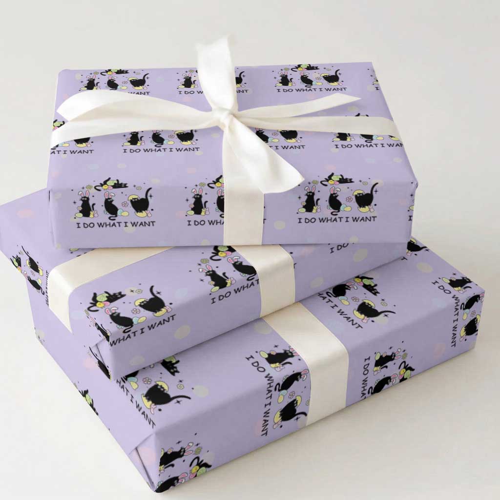 Funny Easter Black Cat Wrapping Paper Roll I Do What I Want TS14 Violet Print Your Wear