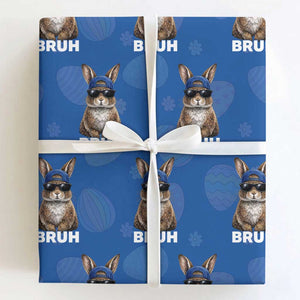 Funny Easter Bruh Bunny Sunglasses Meme Wrapping Paper Roll TS11 Royal Blue Print Your Wear