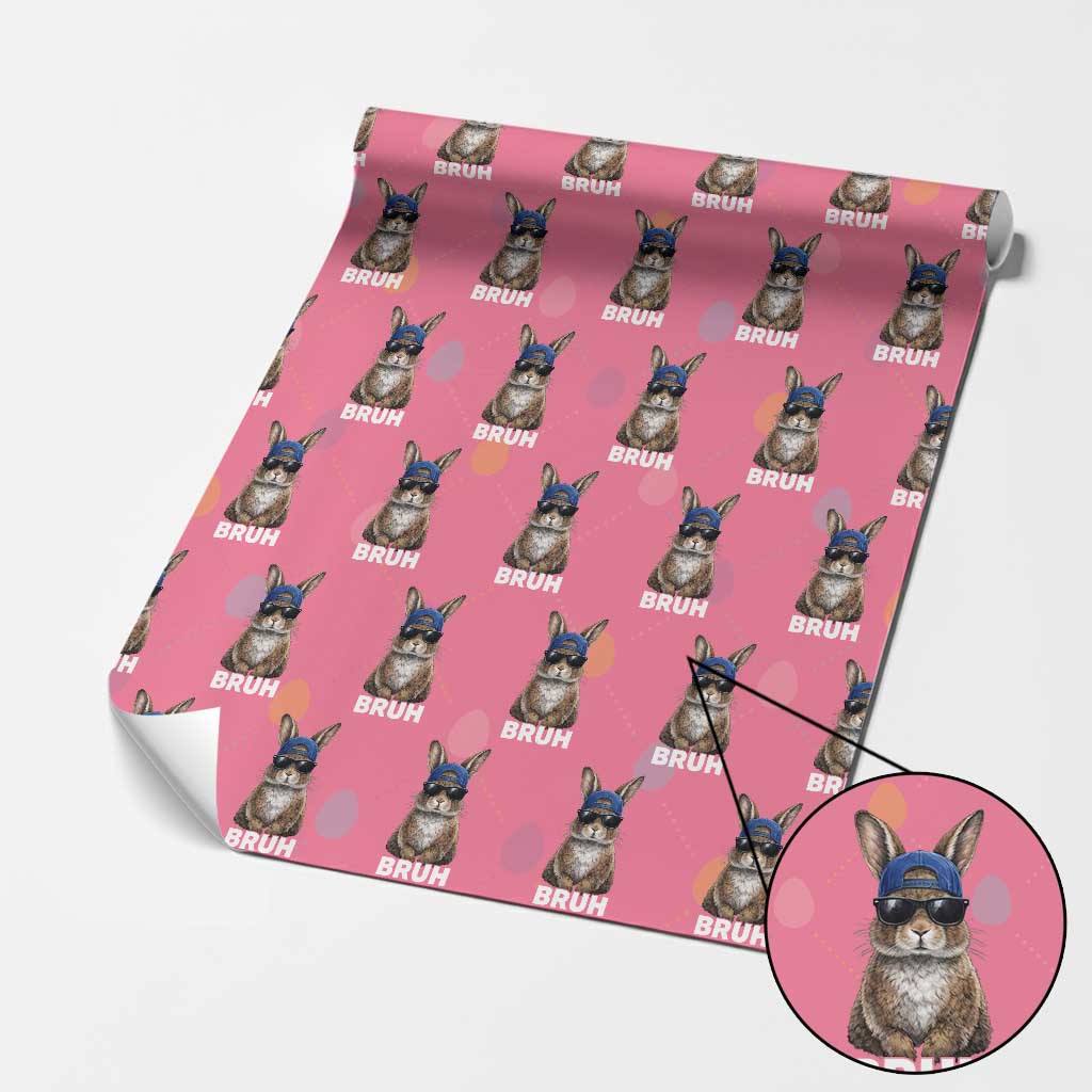 Funny Easter Bruh Bunny Sunglasses Meme Wrapping Paper Roll TS11 Pink Print Your Wear