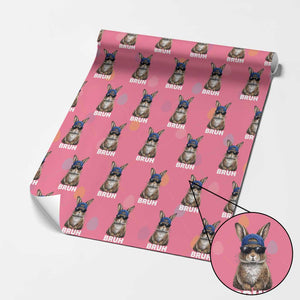 Funny Easter Bruh Bunny Sunglasses Meme Wrapping Paper Roll TS11 Pink Print Your Wear