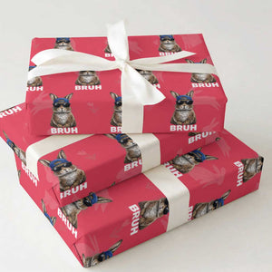 Funny Easter Bruh Bunny Sunglasses Meme Wrapping Paper Roll TS11 Red Print Your Wear