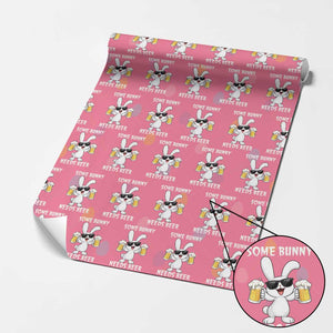 Funny Easter Bunny Drinking Beer Wrapping Paper Roll Some Bunny Needs Beer TS14 Pink Print Your Wear