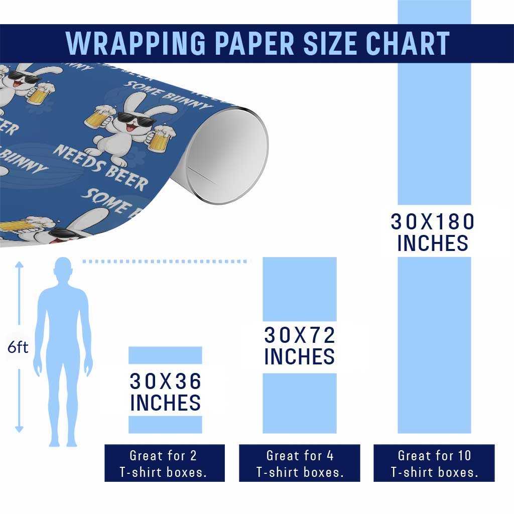 Funny Easter Bunny Drinking Beer Wrapping Paper Roll Some Bunny Needs Beer TS14 Print Your Wear