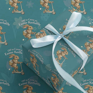 Funny Easter Bunny Wrapping Paper Roll Off To The Cause an Easter Kerfuffle TS14 Teal Print Your Wear