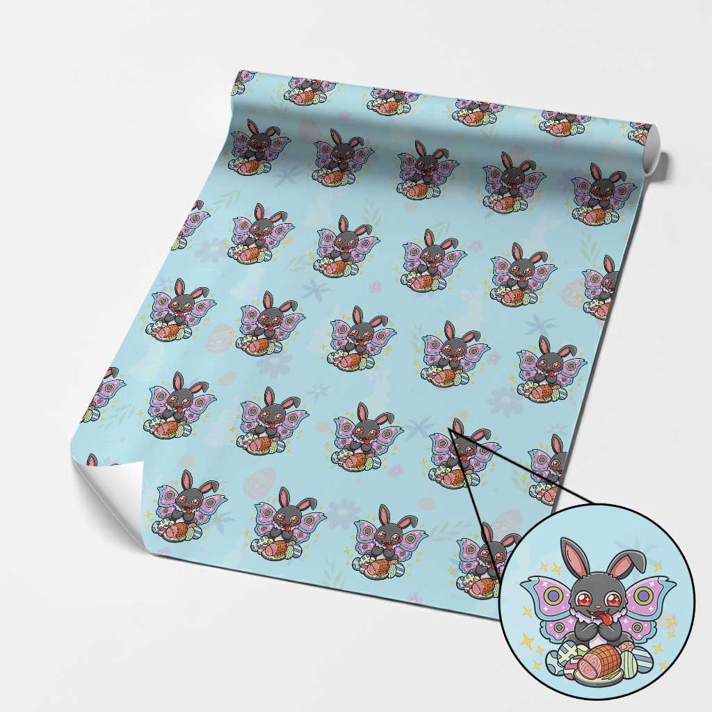 Funny Easter Bunny Mothman Loves Glazed Ham Wrapping Paper Roll TS12 Light Blue Print Your Wear