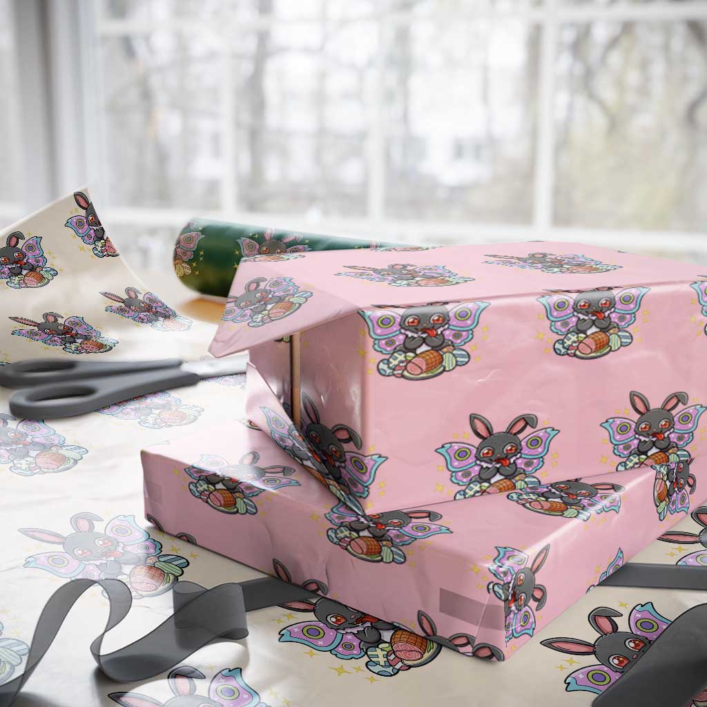Funny Easter Bunny Mothman Loves Glazed Ham Wrapping Paper Roll TS12 Light Pink Print Your Wear