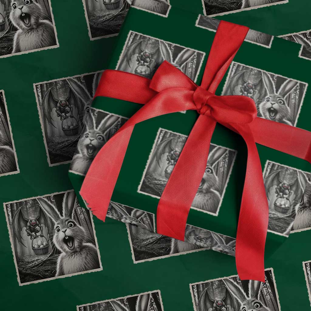 Funny Easter Bunny Selfie Mothman Egg Hunt Wrapping Paper Roll TS12 Green Print Your Wear