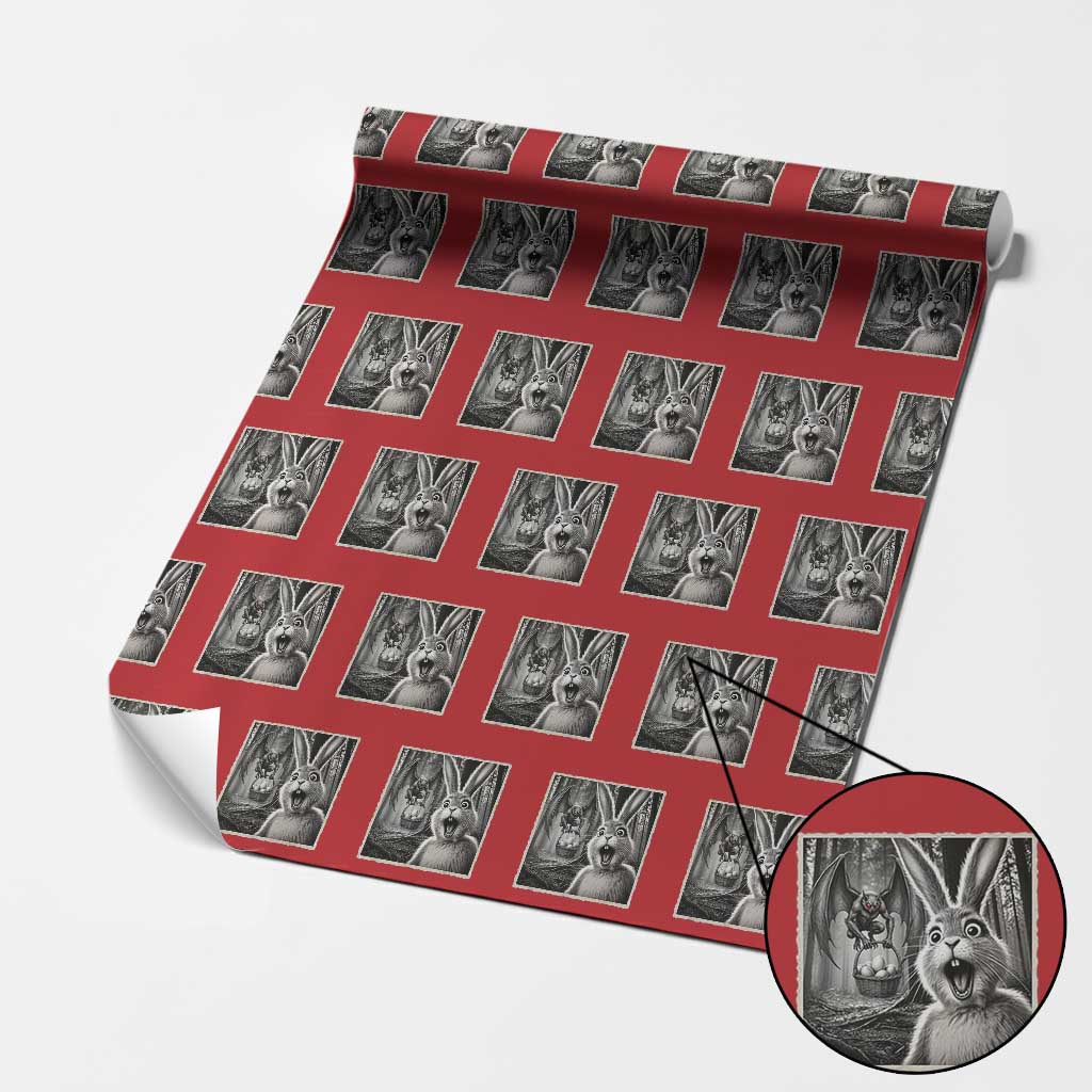 Funny Easter Bunny Selfie Mothman Egg Hunt Wrapping Paper Roll TS12 Red Print Your Wear