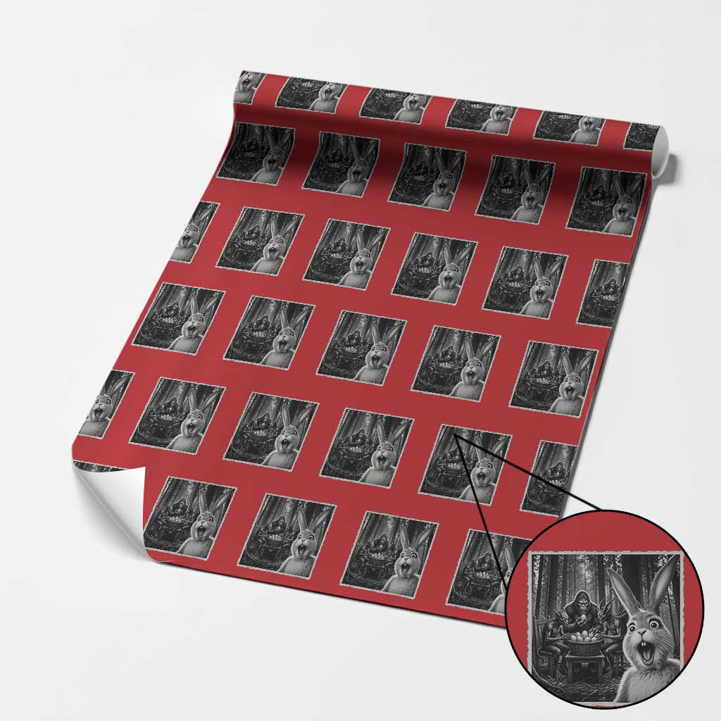 Funny Easter Bunny Selfie Wrapping Paper Roll Bigfoot Jersey Devil Chupacabra Egg Hunt TS12 Red Print Your Wear
