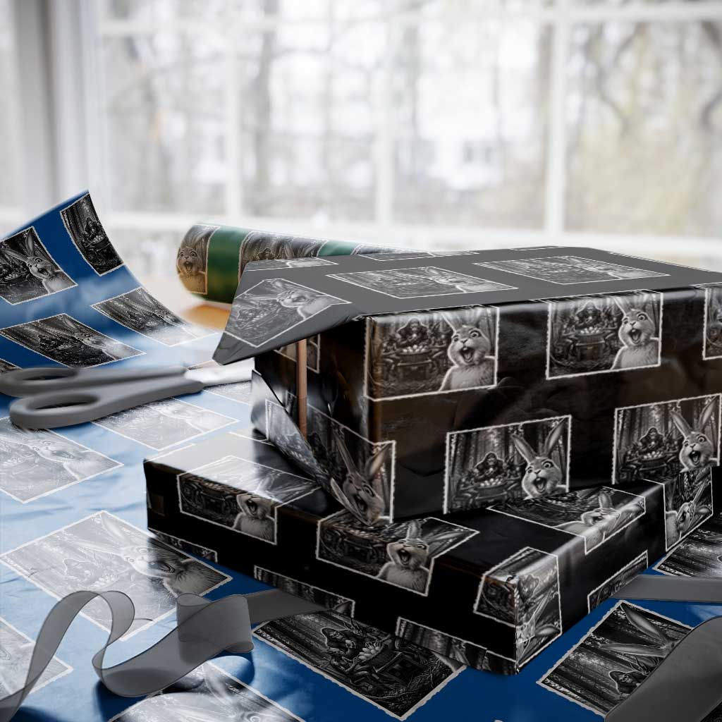 Funny Easter Bunny Selfie Wrapping Paper Roll Bigfoot Jersey Devil Chupacabra Egg Hunt TS12 Black Print Your Wear