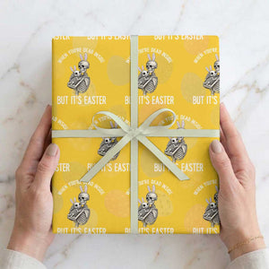 Funny Easter Bunny Skeleton Wrapping Paper Roll Dead Inside But It Is Easter TS12 Yellow Print Your Wear