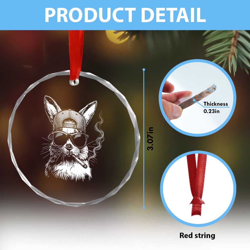 Funny Easter Bunny Smoking Meme Crystal Glass Ornament TS14 Print Your Wear