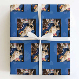 Funny Easter Bunny Sunglasses Graphic Wrapping Paper Roll TS14 Royal Blue Print Your Wear