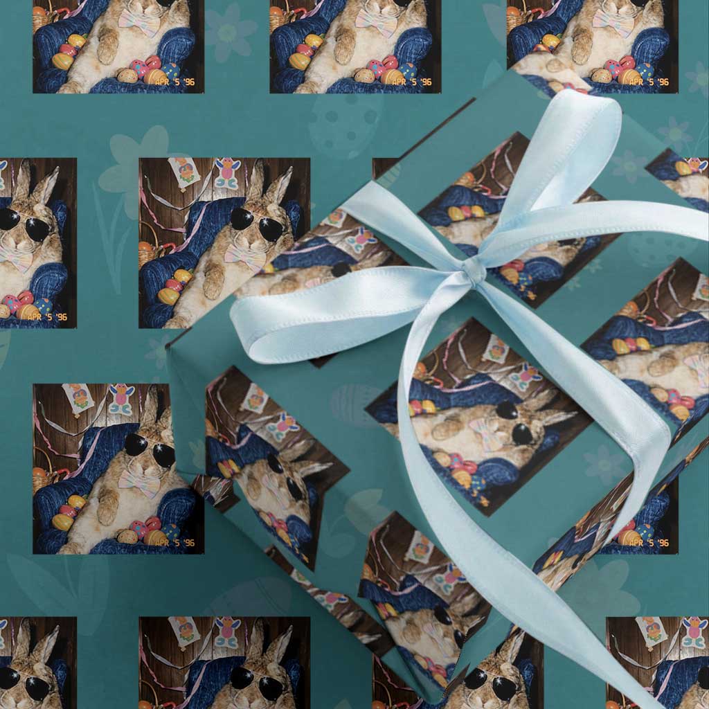 Funny Easter Bunny Sunglasses Graphic Wrapping Paper Roll TS14 Teal Print Your Wear