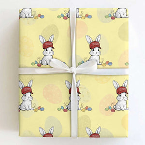 Funny Easter Bunny Wearing Hat American Wrapping Paper Roll TS14 Light Yellow Print Your Wear