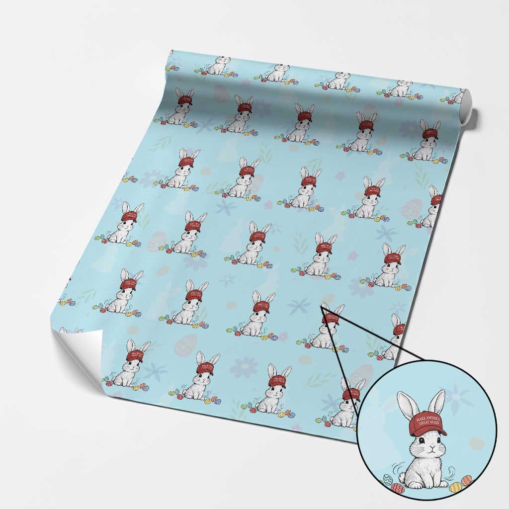 Funny Easter Bunny Wearing Hat American Wrapping Paper Roll TS14 Light Blue Print Your Wear