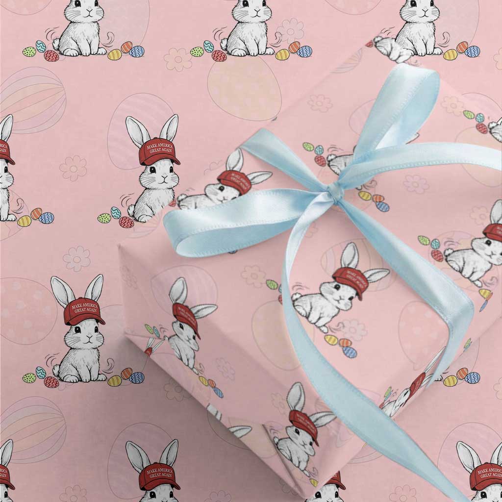 Funny Easter Bunny Wearing Hat American Wrapping Paper Roll TS14 Light Pink Print Your Wear