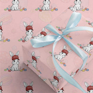 Funny Easter Bunny Wearing Hat American Wrapping Paper Roll TS14 Light Pink Print Your Wear
