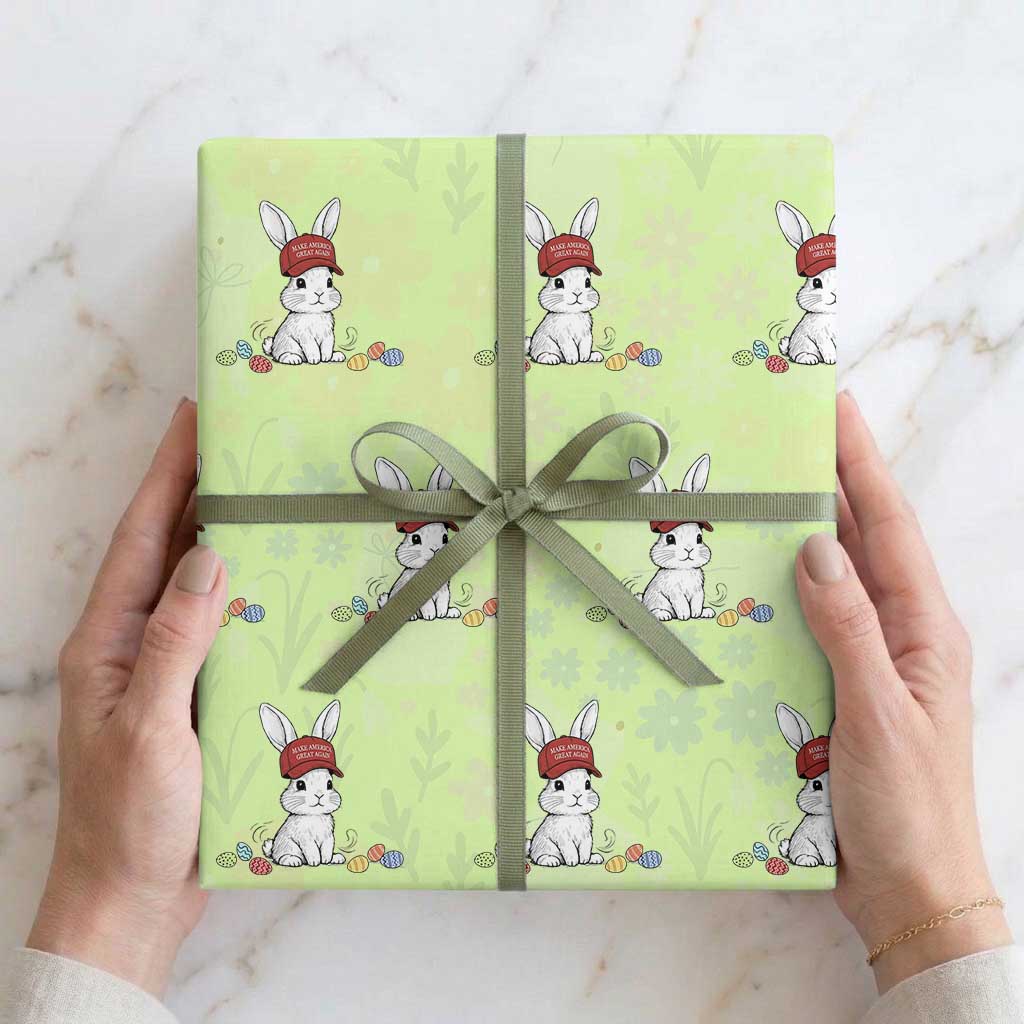 Funny Easter Bunny Wearing Hat American Wrapping Paper Roll TS14 Lime Print Your Wear