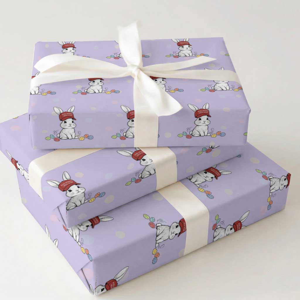 Funny Easter Bunny Wearing Hat American Wrapping Paper Roll TS14 Violet Print Your Wear