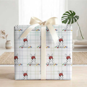 Funny Easter Bunny Wearing Hat American Wrapping Paper Roll TS14 White Plaid Print Your Wear